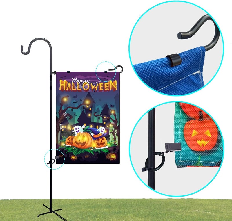 Luckupper Garden Flag Clips and Stoppers - Anti-Wind Accessories - C Clamp and Stainless Steel Clip with Loop for Garden Flag Holder Stand - Image 2